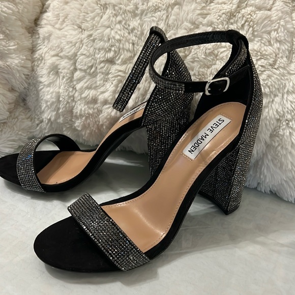 Steve Madden Black Crystal Dress Sandals - Picture 1 of 7